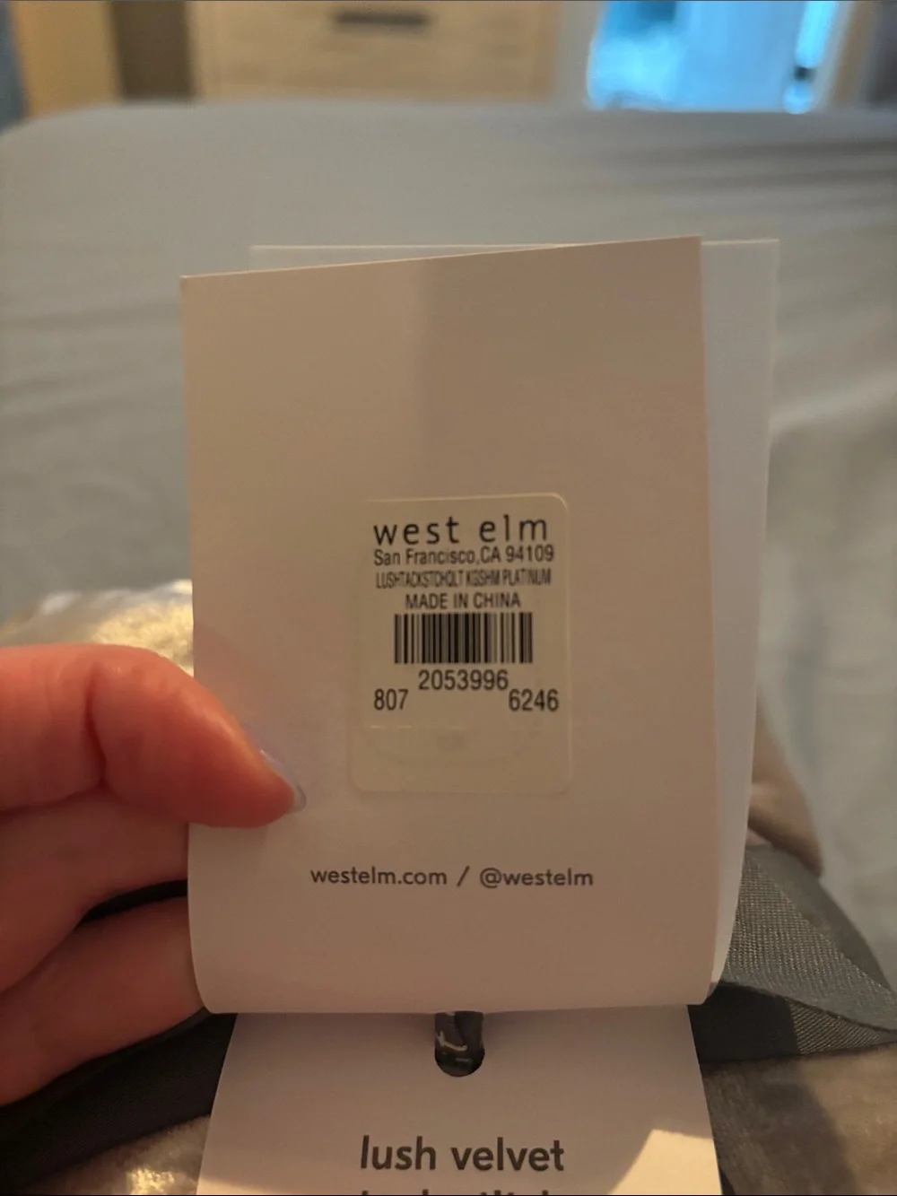 West Elm velvet king